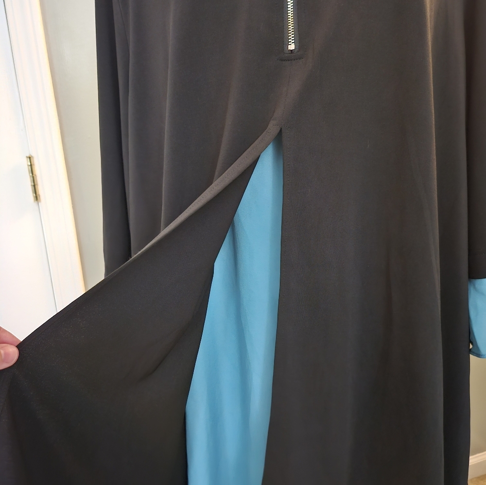 Avenue Women's Size 3x Black Shirt Tunic with Blue Trim - Picture 9 of 13